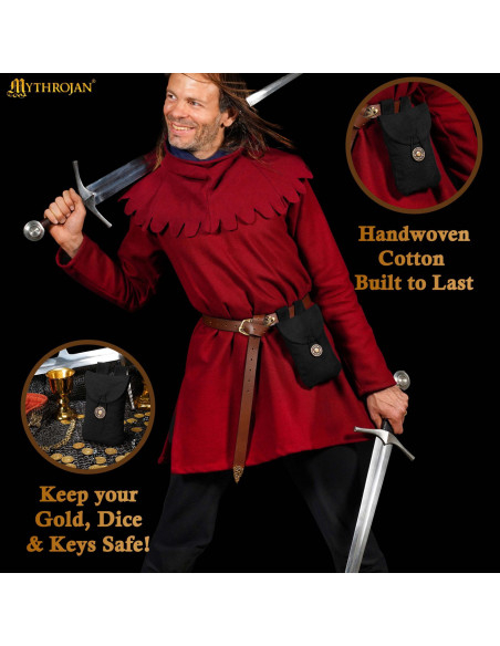 Medieval lommepung i sort bomuld med...