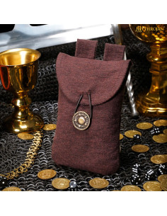 Bolsa limosnera medieval en algodón marrón con cierre latón