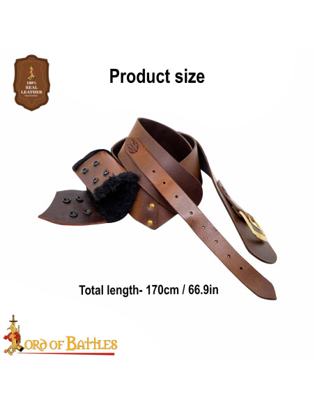 Cinturón con tahali medieval en cuero...