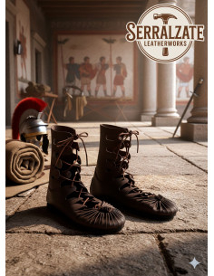Cáligas o botas de legionario romano artesanales, marrón...