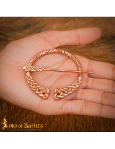 Broche vikingo en bronce trenzado nudos nórdicos