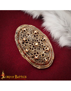 Broche vikingo oval siglo IX en bronce envejecido