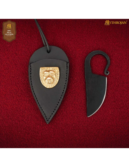 Keltisch mes hand gesmeed zwart leren...