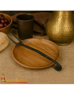 Tenedor vikingo en hierro forjado a mano (25 cm.)