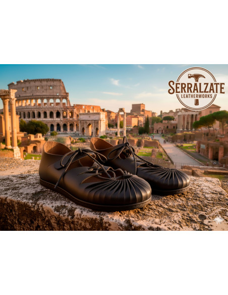 Romerske gladiatorsandaler i sort