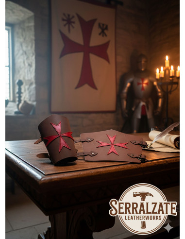 Templerarmbänder Kreuz der acht Seligkeiten in Dunkelbraun