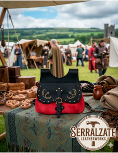 Bolso Celta-Medieval Gareth en negro-rojo