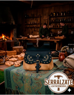 Bolso Celta-Medieval Gareth en negro-marrón claro 2