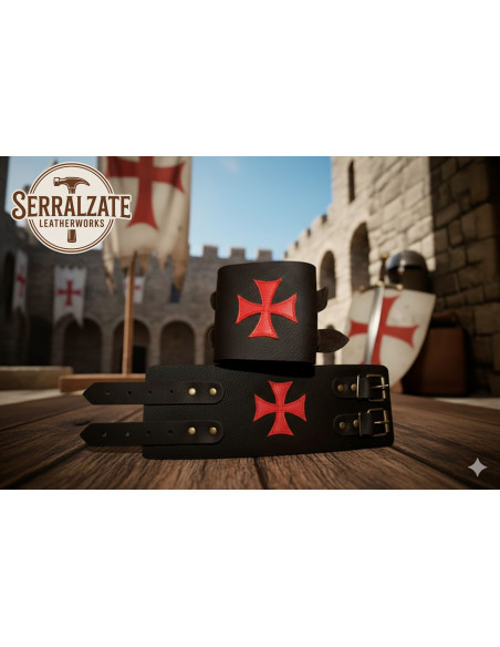 Pulsera cruz templaria con 2 correas...