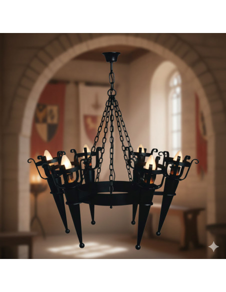 Smeedlamp met middeleeuwse...