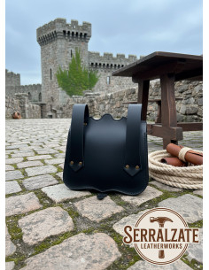 Bolsa caballero medieval Percival para cinturón, piel negra 2