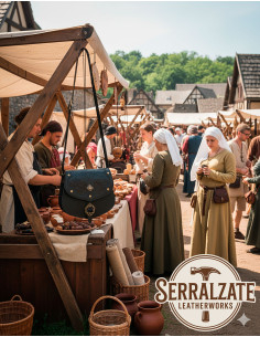 Middeleeuwse leren tas model Escudero, zwarte kleur 2