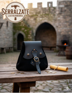 Middeleeuwse bedelzak model Arcana, zwarte kleur