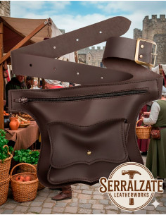Medieval Vagabond Tas, type bæltetaske med lynlås, brun 2