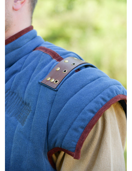 Middeleeuws gambeson blauw-bruin met...