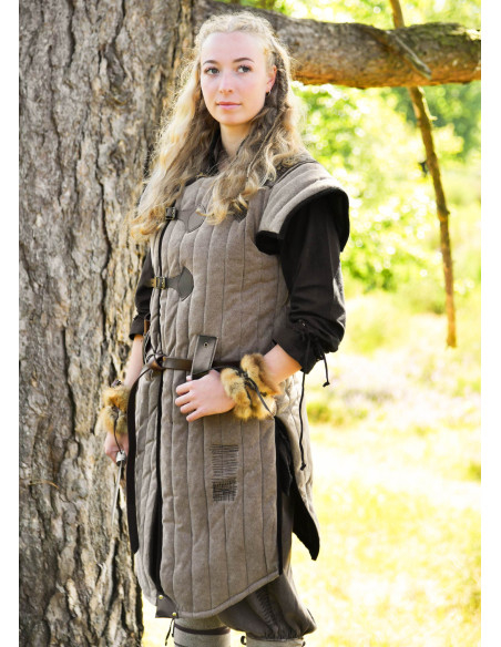 Middeleeuws bruin-zwart gambeson met...