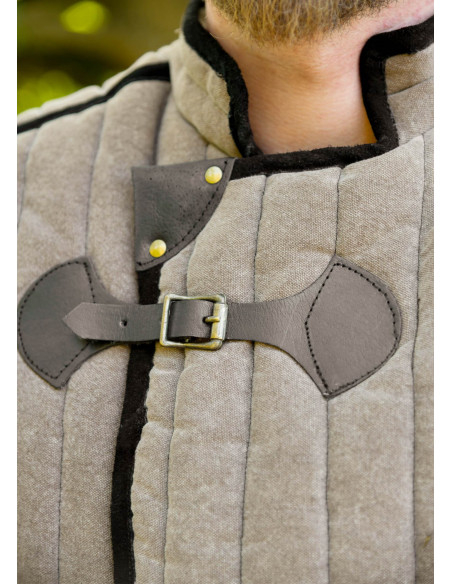 Middeleeuws bruin-zwart gambeson met...