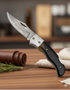 Feldmesser Marke Albainox Damastklinge Rinderhorn (17,50...