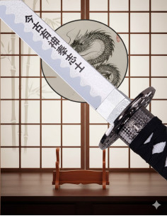 Katana decorativa tsuba Dragón y hoja bambú (103 cm.) 2