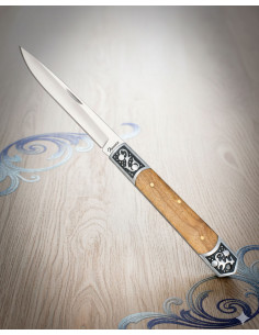 Albanox Feldmesser mit Olivenholzgriff, dekoriert (18,60...