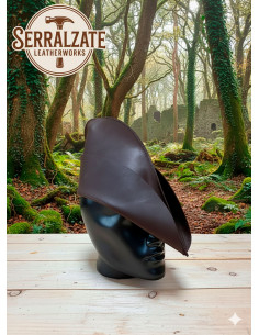 Gorro medieval en cuero modelo Guillermo Tell, color marrón