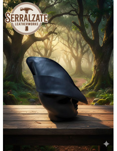 Mittelalterlicher Lederhut Modell Rolf, schwarz 2