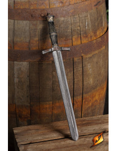 Daga medieval pirata para LARP, mango acabado ennegrecido...