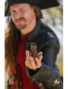 Piraten-Geldbeutel aus Leder, braun