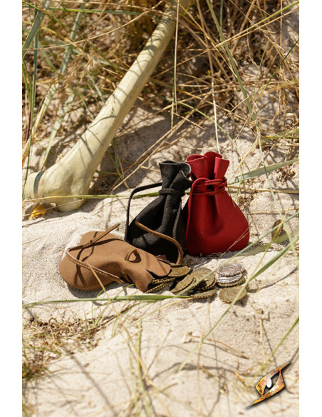 Piraten-Geldbörse aus Leder, schwarz