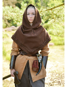 Gugel medieval en algodón modelo Stig, color marrón