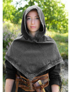Gugel medieval en algodón modelo Stig, color negro