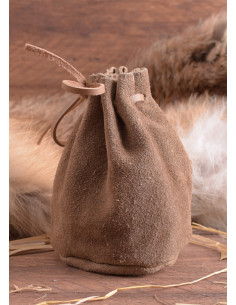 Große mittelalterliche Limo-Tasche aus Leder, braun