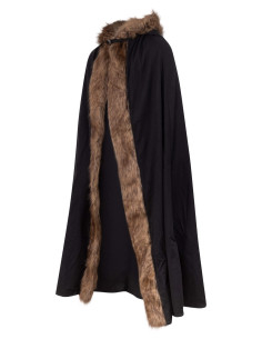Middeleeuwse cape met capuchon van katoen model Aaron, zwart 2