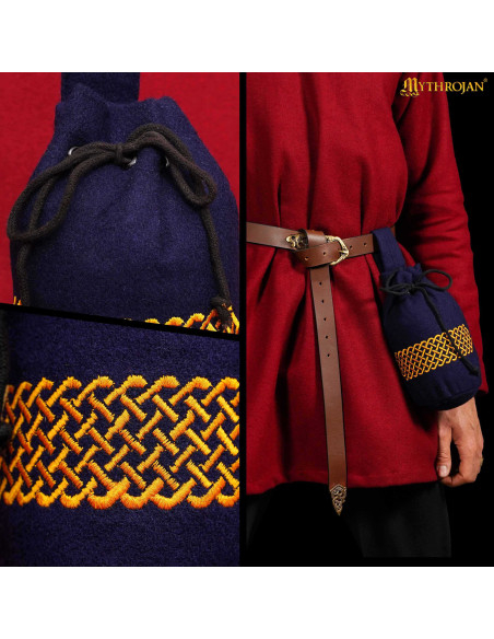 Bolso medieval de lana bordada para...