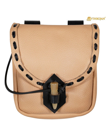 Bolso medieval en cuero con cierre de...