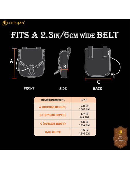 Medieval læderpose med knaplukning i...