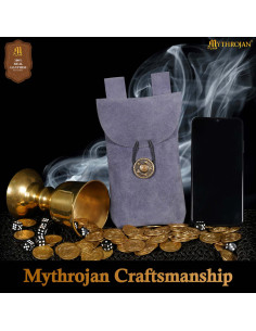 Bolsa limosnera medieval en piel de gamuza cierre botón,... 2
