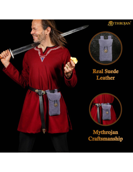 Bolsa limosnera medieval en piel de...