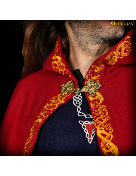 Capa medieval en lana con bordes...