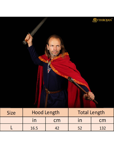 Capa medieval en lana con bordes...