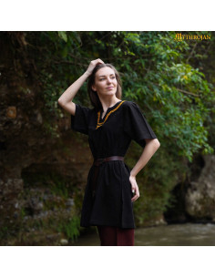 Túnica vikinga en algodón cuello bordado para mujer,... 2