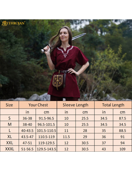 Wikinger-Tunika aus Baumwolle mit...