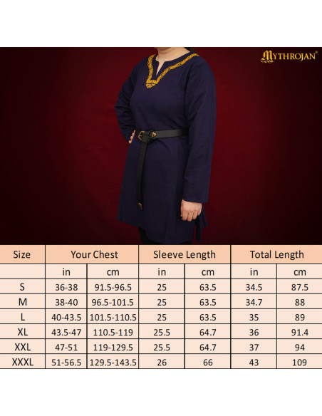Wikinger-Tunika aus Baumwolle mit...