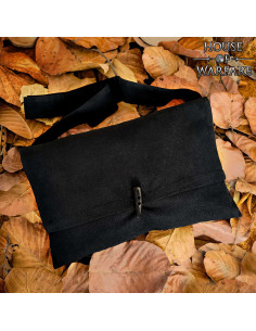 Mittelalterliche Baumwolltasche mit Hornverschluss, schwarz