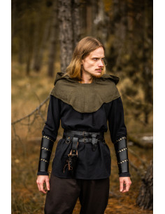 Gugel medieval en lino modelo mannix, color verde 2