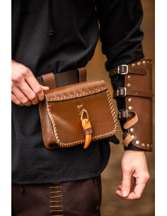Mittelalterlicher Hüftbeutel aus Leder im Volmar-Modell,...