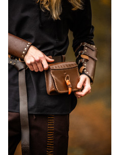 Mittelalterlicher Hüftbeutel aus Leder im Volmar-Modell,... 2