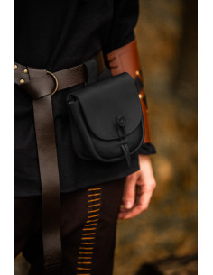Medievaler Ledertasche im Tilo-Modell, schwarz