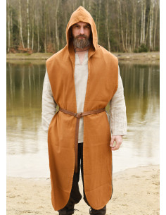 Bufanda medieval con capucha en algodón, color beige 2