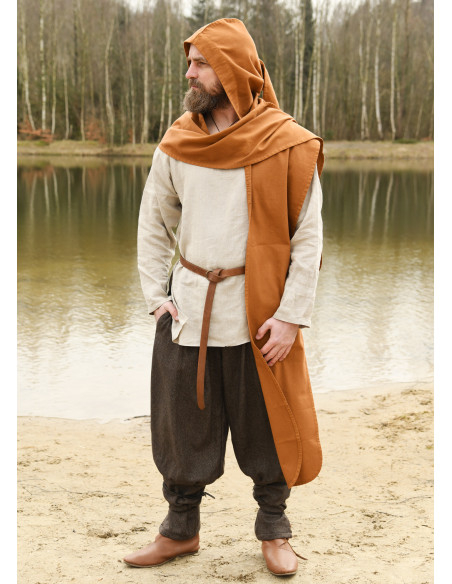 Medieval tørklæde med hætte i bomuld,...